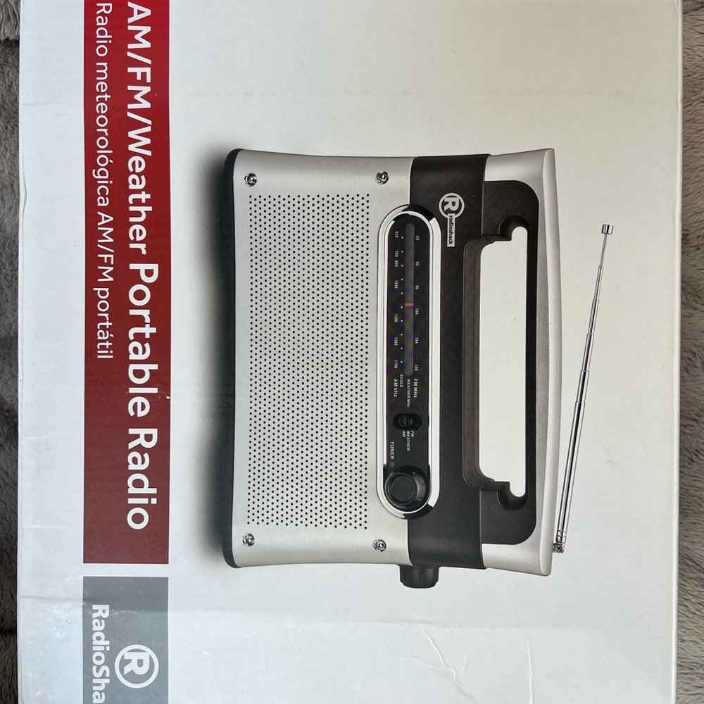 Silver and Black Portable AM/FM Radio with Weather Alerts